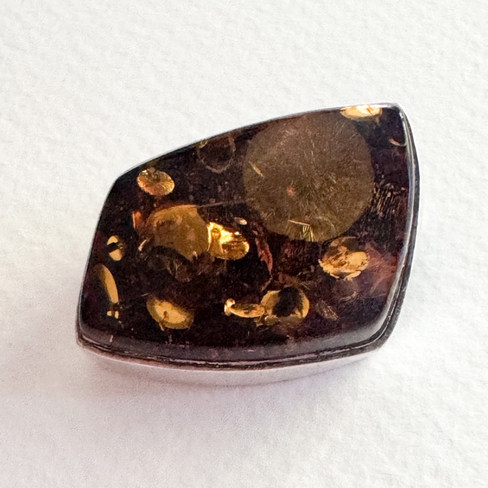 Vintage Amber and Sterling Brooch